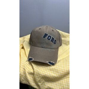 Ford Parts Gray Baseball Hat w/ Bottle Opener & Fish Logo Distressed